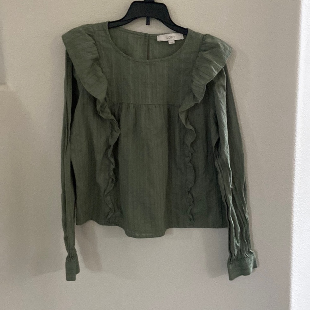 Loft green peasant style blouse